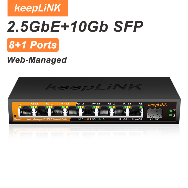 Sfp+ 10G Managed Switch 8 Port - Switch géré KeepLiNK KP-9000-9XHML-X 2,5 Gb