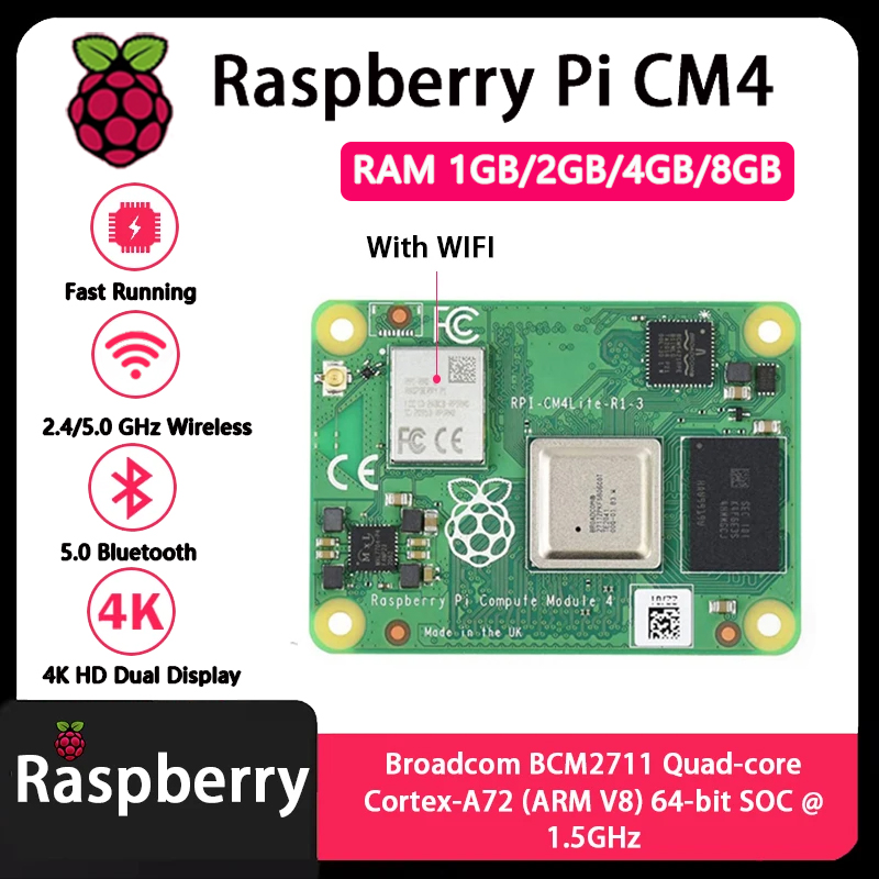 Raspberry Pi CM4 1 Go/2 Go/4 G - Raspberry Pi Cm4 8Gb Ram 32Gb Emmc Wifi avis et prix