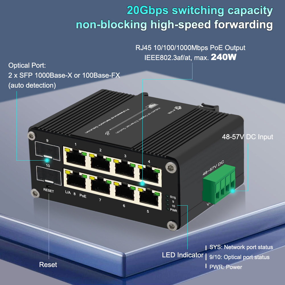 Commutateur PoE géré 8 ports 1 - Managed Gigabit Poe Switch 8 Port 802.3At avis et prix