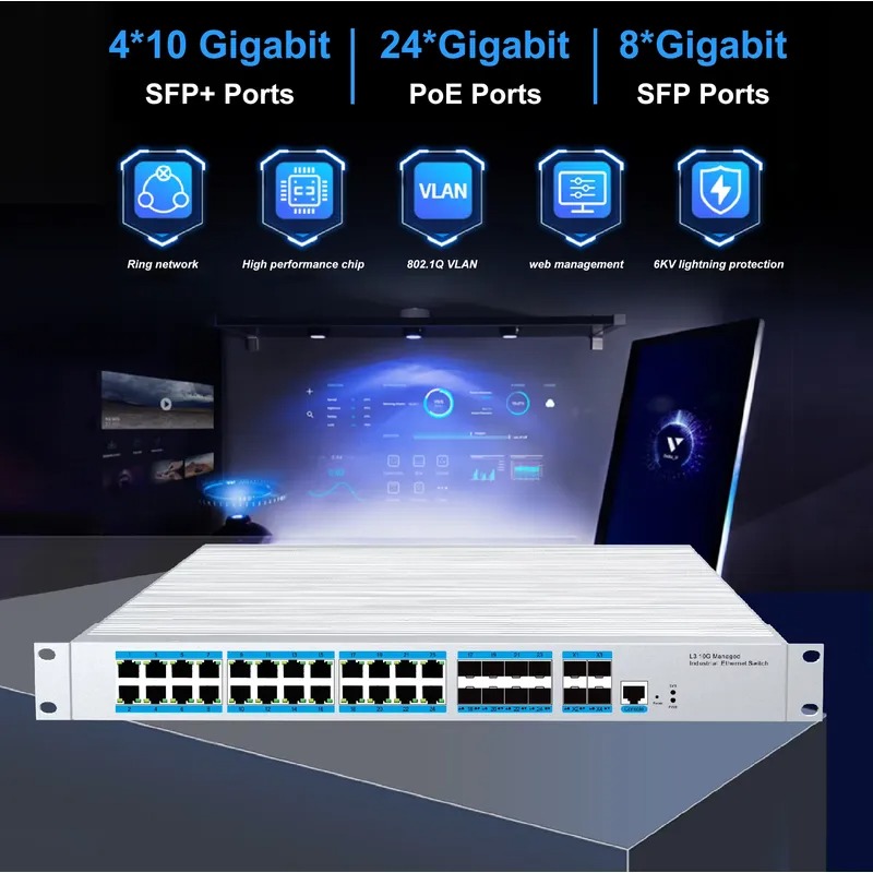 Switch industriel PoE 24 ports - Sfp+ 10G Managed Switch 8 Port avis et prix