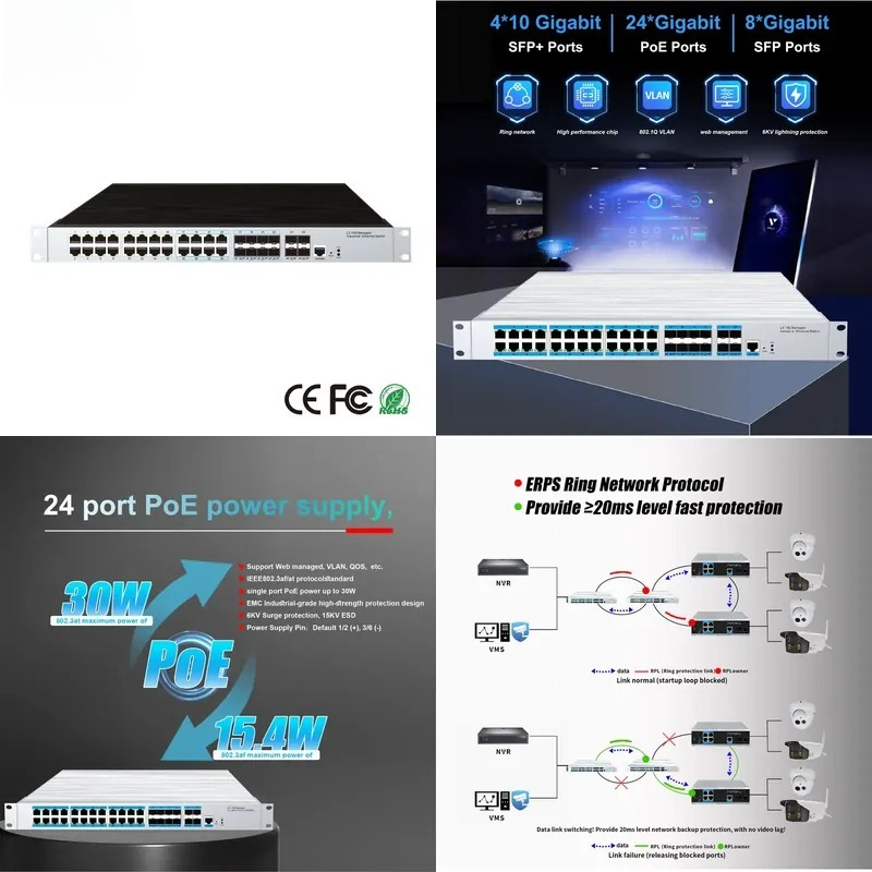 Switch industriel PoE 24 ports - Sfp+ 10G Managed Switch 8 Port avis et prix